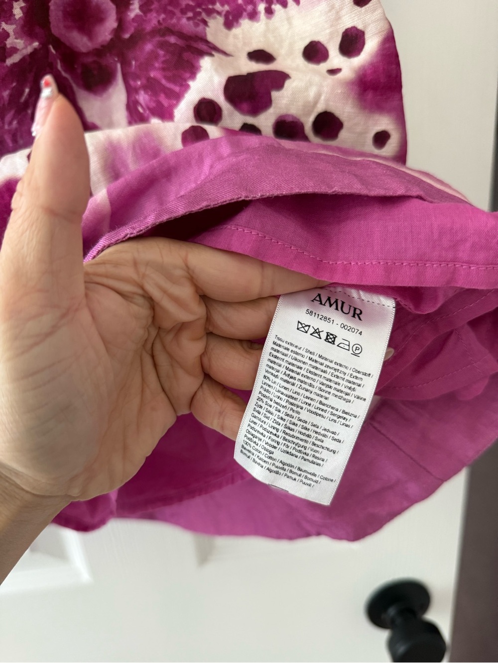 AMUR Everlee Orchid Print Linen Blend Halter Mini Dress Pink - Picture 14 of 16